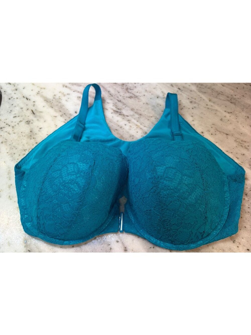 TORRID Front Closure Blue Teal Push Up Lace Molded Cups Bra Underwire 42C